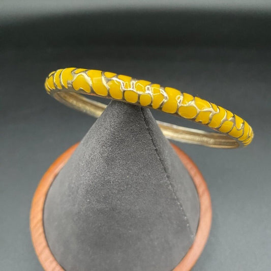 BraceletYellow Enamel Gold-Tone Stacking Bangle — Geometric Print