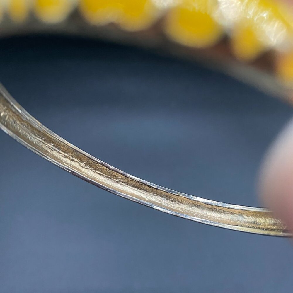 BraceletYellow Enamel Gold-Tone Stacking Bangle — Geometric Print