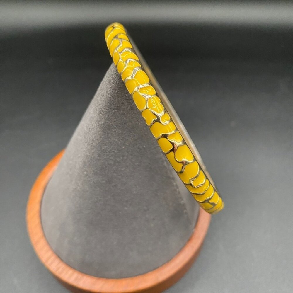BraceletYellow Enamel Gold-Tone Stacking Bangle — Geometric Print
