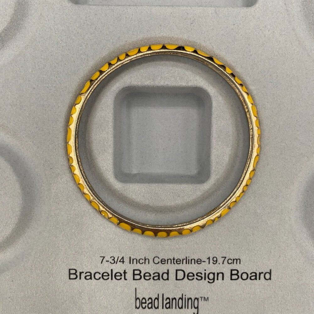 BraceletYellow Enamel Gold-Tone Stacking Bangle — Geometric Print
